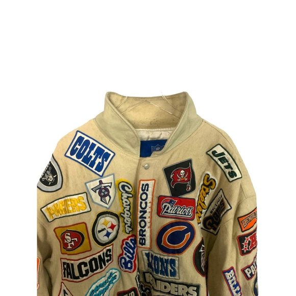 NFL Teams Custom Handmade Vintage Wool Leather Snap Up Quilted Reebok 8XL Jacket - Picture 9 of 16